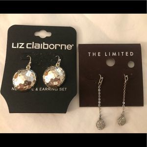 Two pair silver tone dangling earrings